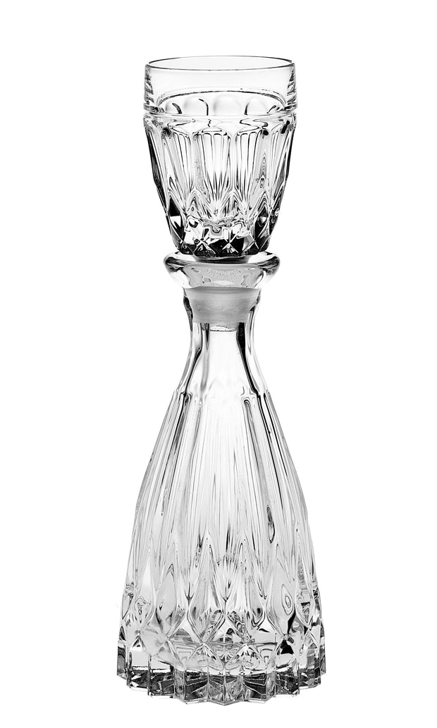 European Crystal Glass Mouthwash Decanter with 1 oz Cup Stopper - ( can use the stopper as a Tumbler ) 8" Height - 3 Oz. Decanter