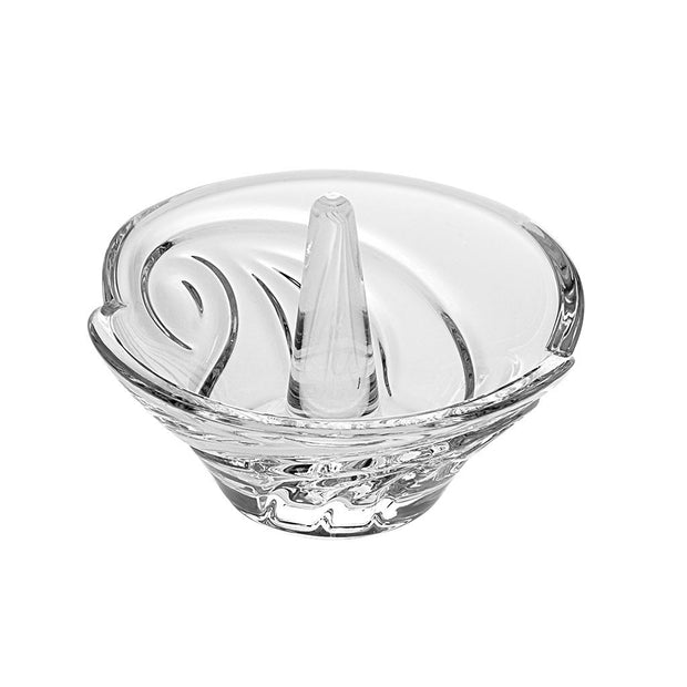 European Handmade Cut Crystal Ring Holder W/ Swirl Design -3.25" Diameter