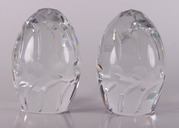 European Hand Cut Crystal Set Of 2 Egg Paperweight 3.5"Height