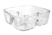 European Glass - Sectional - Dish - Tray -  4 Part  - Square - for Nuts, Chocolate, Fruit or Candies - 8.5" Square