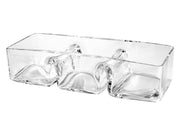 European Glass - Sectional - Dish - Tray -  3 Part  - Rectangular - for Nuts, Chocolate, Fruit or Candies - 12" Long