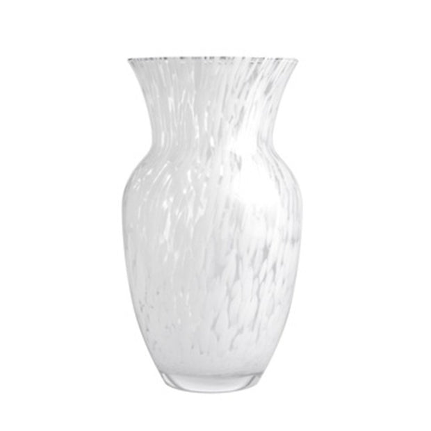 European Lead Free Crystalline Beautiful Hand Made Flower Vase W/ Opal Raindrop Design- 13.7" Height