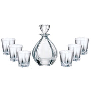 European Lead Free Crystalline 7 Piece Bar Set- For Whiskey, Wine, Liquor Includes 32 oz. Decanter - 6 Pcs of 8.8 oz. Double Old Fashioned Glasses - Gift Boxed