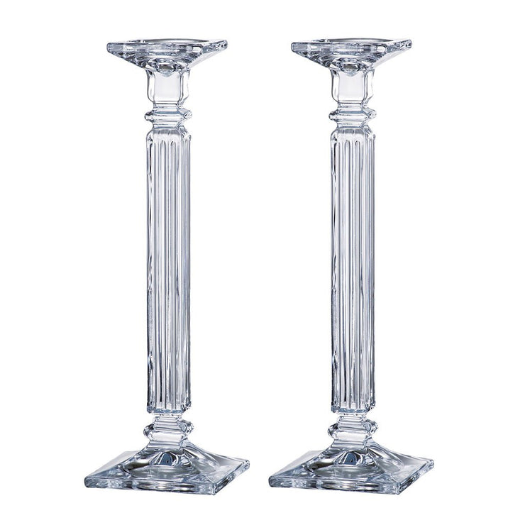 European Lead Free Crystalline Candlesticks - 16" Height - Set of 2