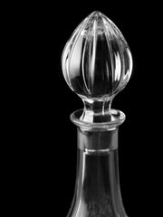 European Hand Cut Crystal Wine Decanter W/ Blank Panel For Engraving