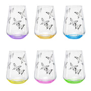 Butterfly Double Old Fashion Assorted colors, 18 oz. Set of 6