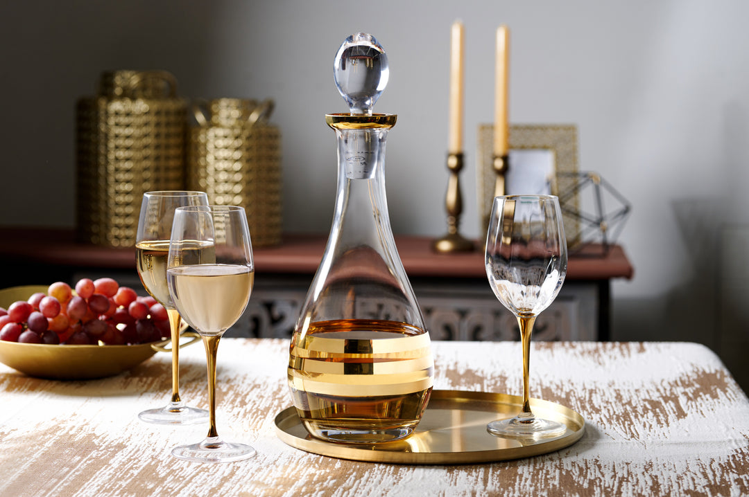 Spectrum White Wine with Gold Stem, 14 oz. Set of 6|Barski