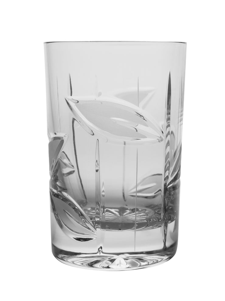 European Crystal Glass Gin Tonic -Highball Tumblers -Wine-Cocktail - Coupe -Set of 6-Frosted Leaf Design - 6 oz.