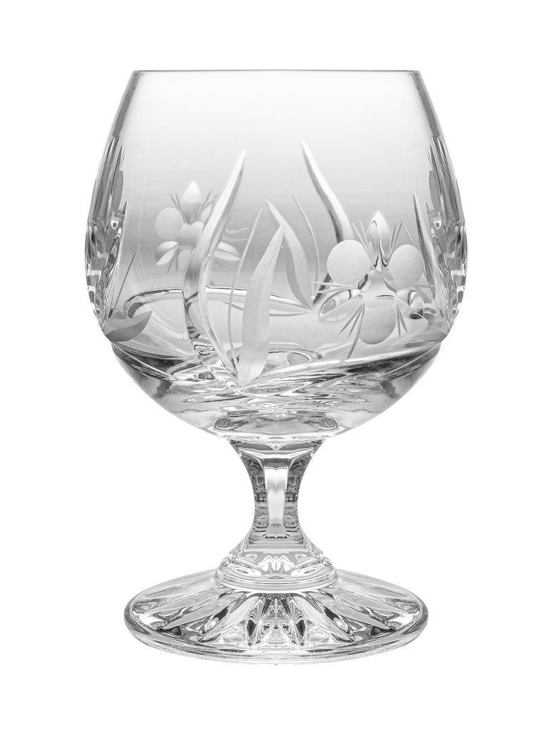 Cut Crystal 290ml Brandy Glass & Wooden Base 12cm (4.75)