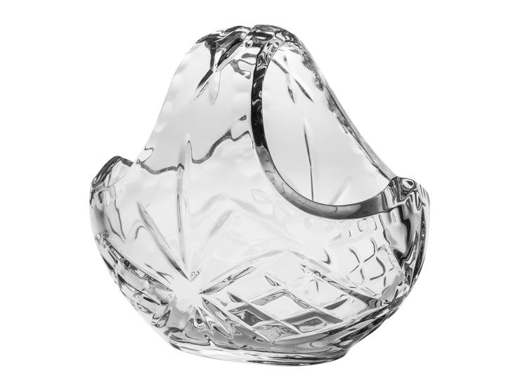 European Hand Cut Crystal Basket - Bowl - Beautiful Accent Piece - for Nuts - Candies - 6" Long