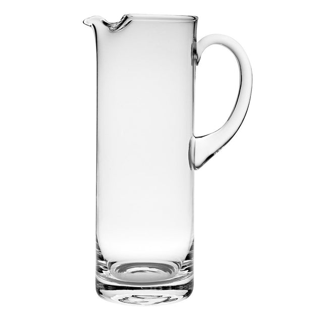 European Handmade Straight Sided Lead Free Crystalline Pitcher W/ Handle W/ Spout- 54 oz., 11" Height