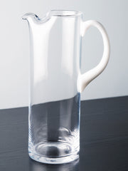 European Lead Free Crystalline Straight Sided Pitcher W/ Opal Handle - W/ Spout & Ice Lip - 11" Height - 64 oz.
