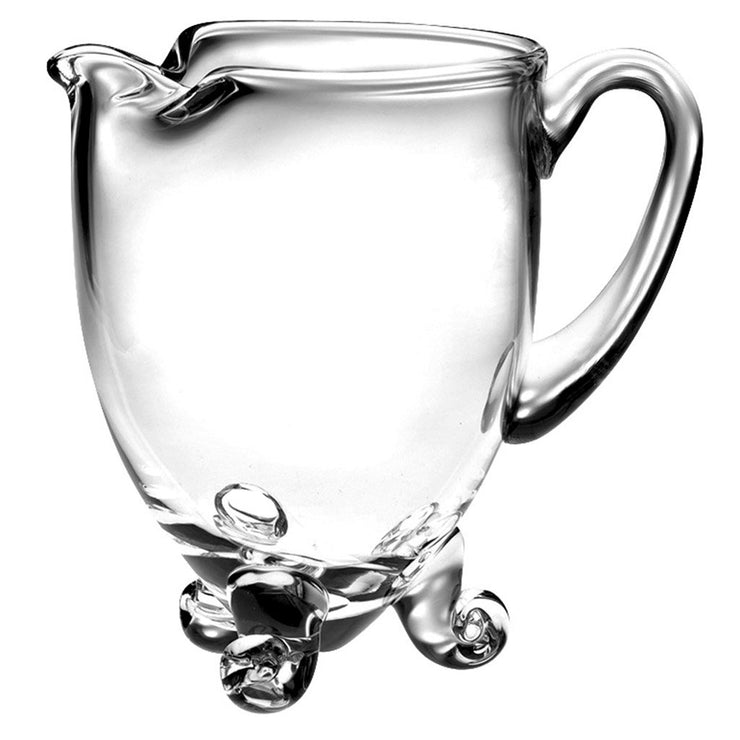 European Handmade Lead Free Crystalline  Round Footed Pitcher W/ Handle W/ Spout- 26 oz., 6.25" Height