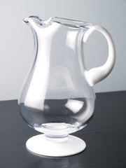 European Lead Free Crystalline Footed Pitcher W/ Opal Handle & Base - W/ Spout & Ice Lip - 9.75" Height - 78 Oz.