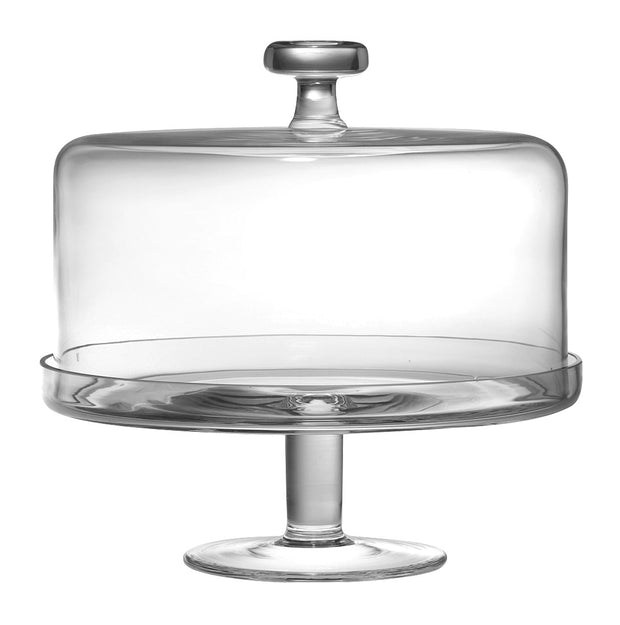 European Handmade Glass Footed Cake Stand W/ Dome -11" Diameter