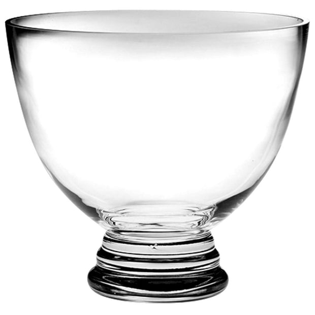 European Handmade Glass Round Footed Serving Bowl - 8.5" Diameter