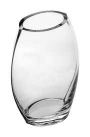 European Handmade Lead Free Crystalline Oval Shaped Vase - Clear - 12" Height