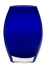 European Handmade Lead Free Crystalline Oval Shaped Vase - Cobalt - 12" Height