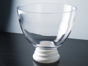 European Quality Handmade Glass Footed Bowl - with Opal (white)  Foot - 8" Diameter