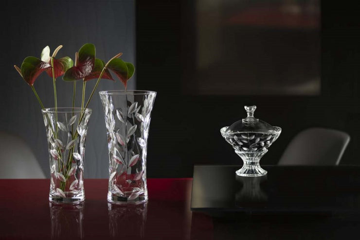 Vase - High Quality Glass  Vase  Cut Crystal Design - 11.75 " H - Made in Europe