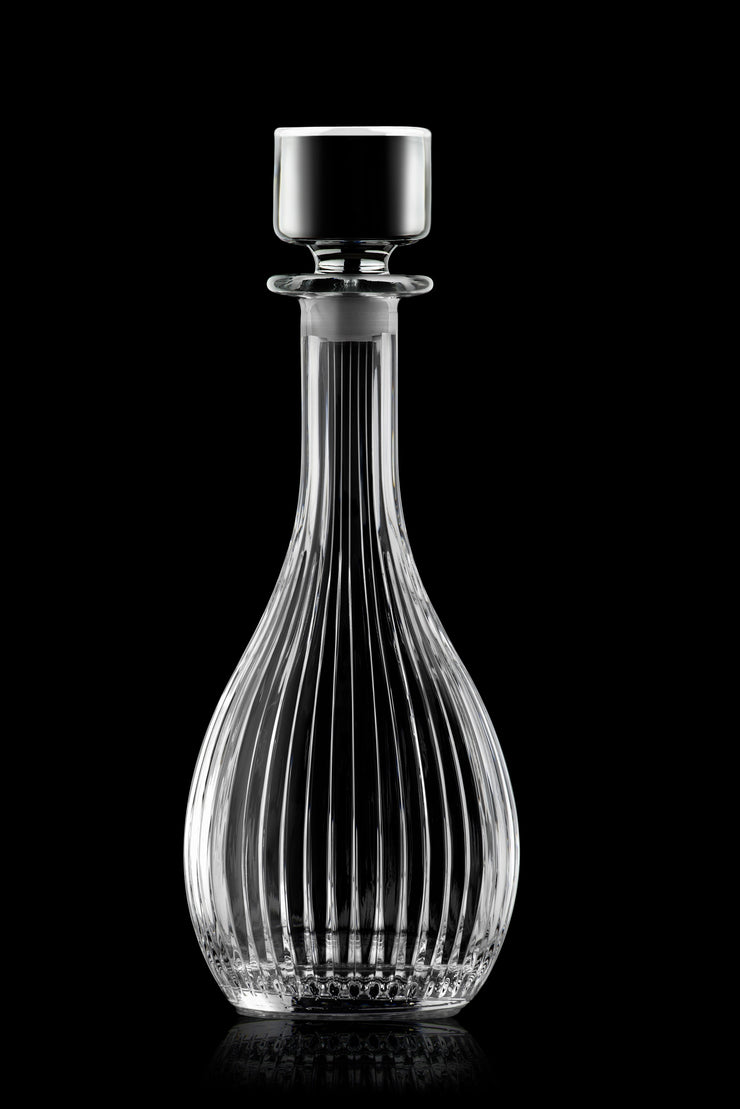 Glass - Wine Decanter - Carafe - Cut Crystal Design - with Stopper 30 Oz. - Made in Europe