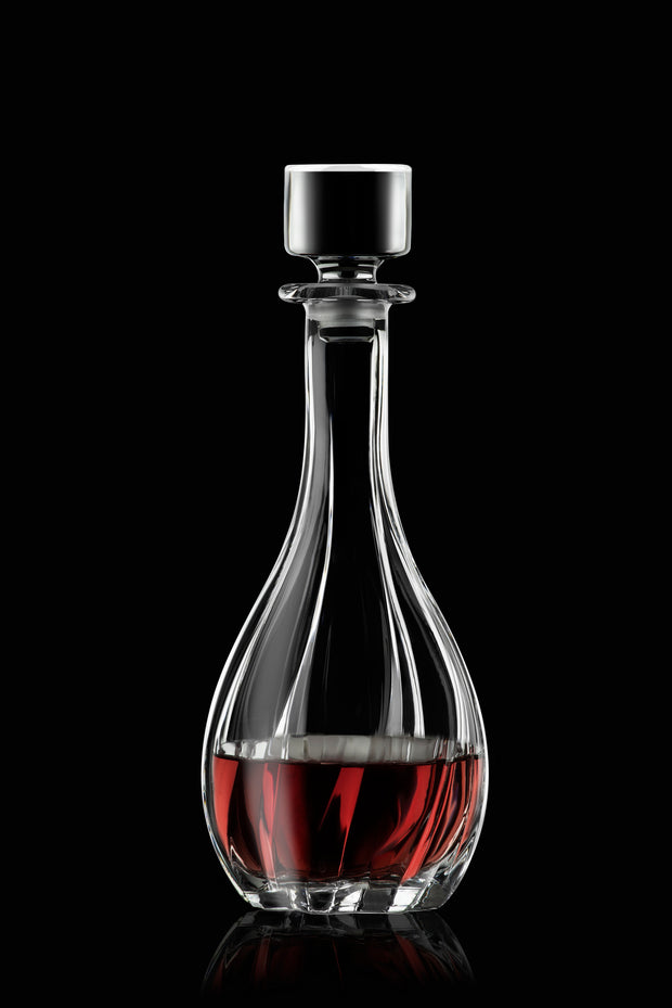 Glass - Wine Decanter - Cut Crystal Design - with Stopper 30 Oz. - Made in Europe